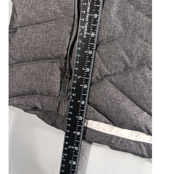 Eddie Bauer Women’s Hooded Down Vest M Gray Faux Fur Trim Winter Puffer Warm - Picture 2 of 8